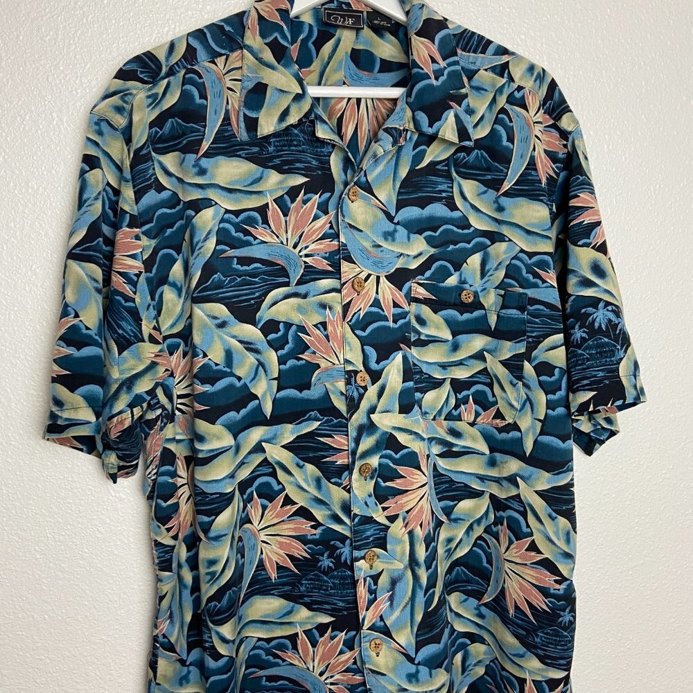 Wff Men's Silk Hawaiian Shirt Size Large